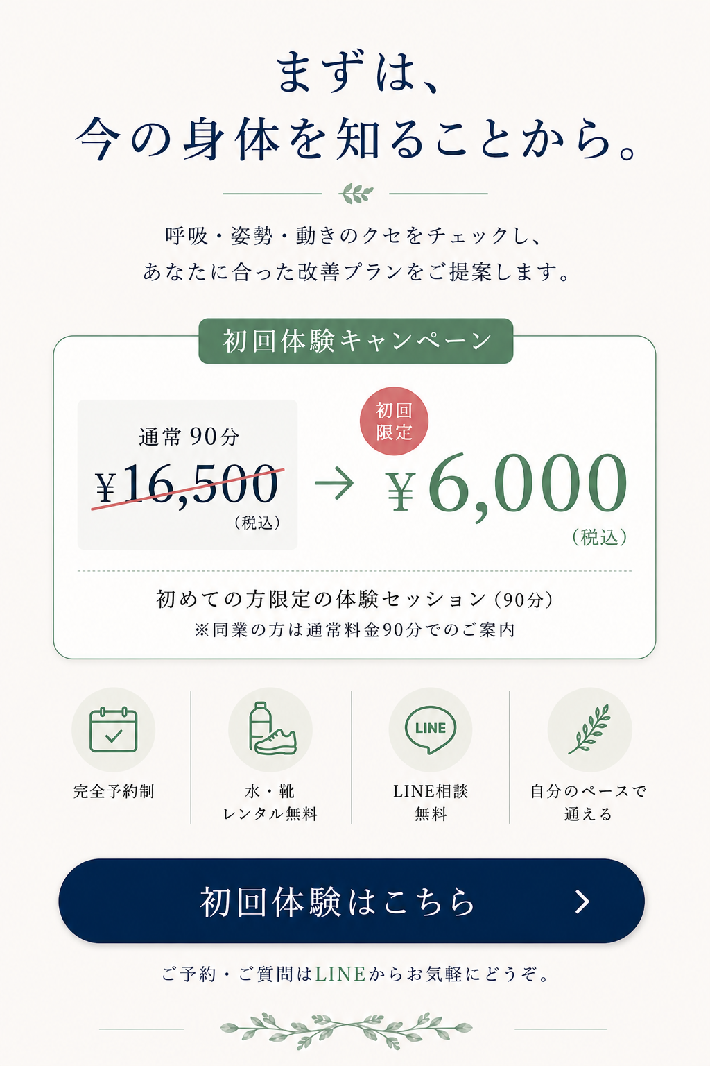 まずは、今の身体を知ることから。初回体験キャンペーン ¥6,000
